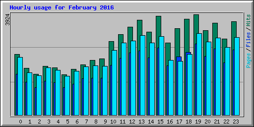 Hourly usage for February 2016